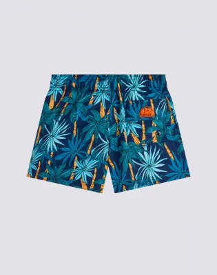 SUNDEK BOYS SHORT SWIMSHORTS WITH ELASTIC WAIST AND JUNGLE FEVER PRINT IN RECYCLED POLYESTER - NAVY