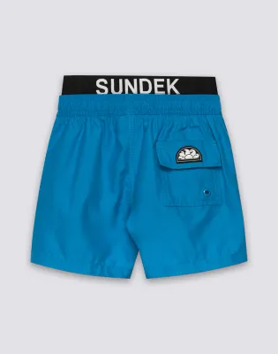 SUNDEK BOYS REPREVE® RECYCLED POLYESTER SWIMWEAR WITH ELASTICATED LOGO