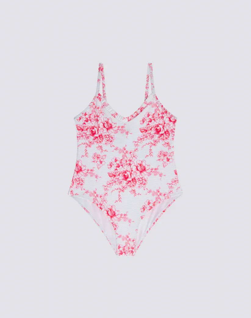 SUNDEK GIRLS'  ROSE DE JOIE PRINT ONE-PIECE SWIMSUIT