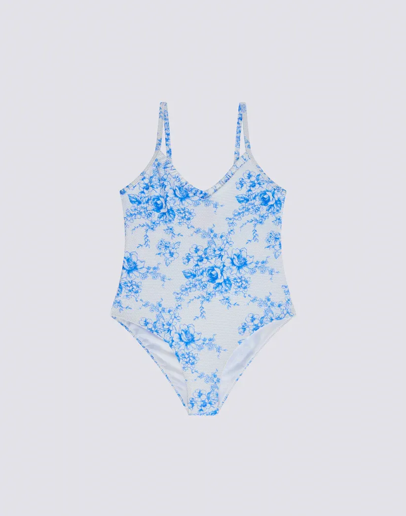 SUNDEK GIRLS'  ROSE DE JOIE PRINT ONE-PIECE SWIMSUIT