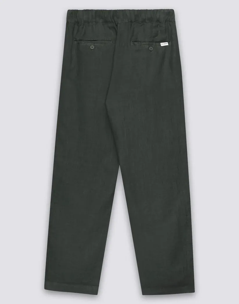 SUNDEK MEN'S ELASTIC WAISTED LINEN TROUSERS - PINE