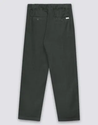 SUNDEK MEN'S ELASTIC WAISTED LINEN TROUSERS - PINE