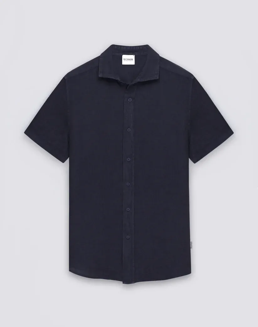 SUNDEK MEN'S SHORT-SLEEVED LINEN SHIRT