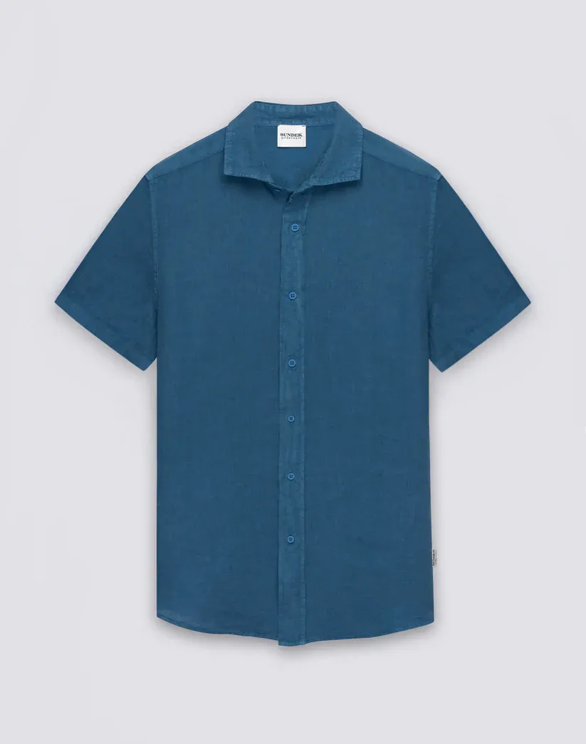 SUNDEK MEN'S SHORT-SLEEVED LINEN SHIRT