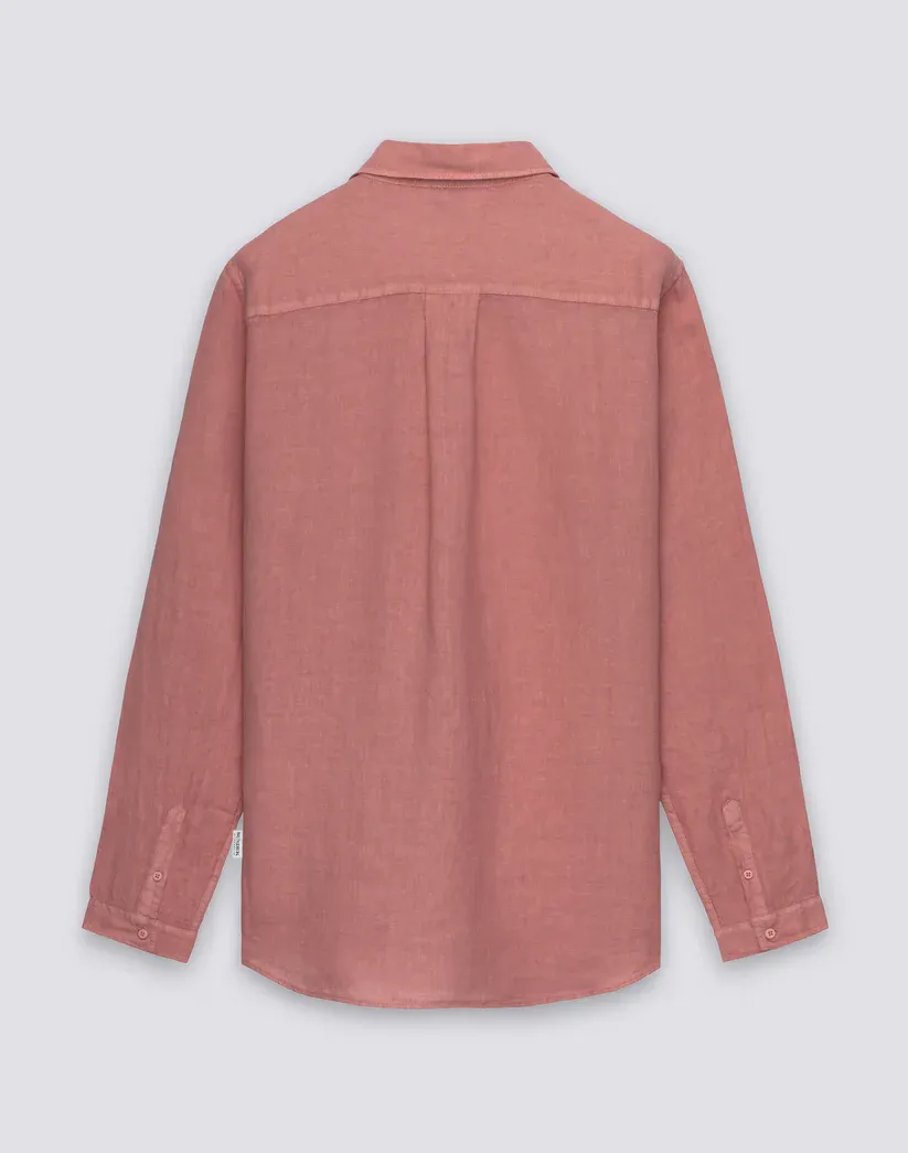SUNDEK MEN'S GARMENT-DYED LINEN SHIRT - ROSE PETAL