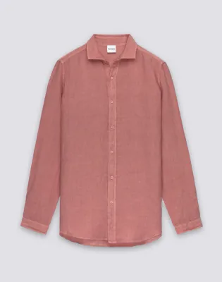 SUNDEK MEN'S GARMENT-DYED LINEN SHIRT - ROSE PETAL
