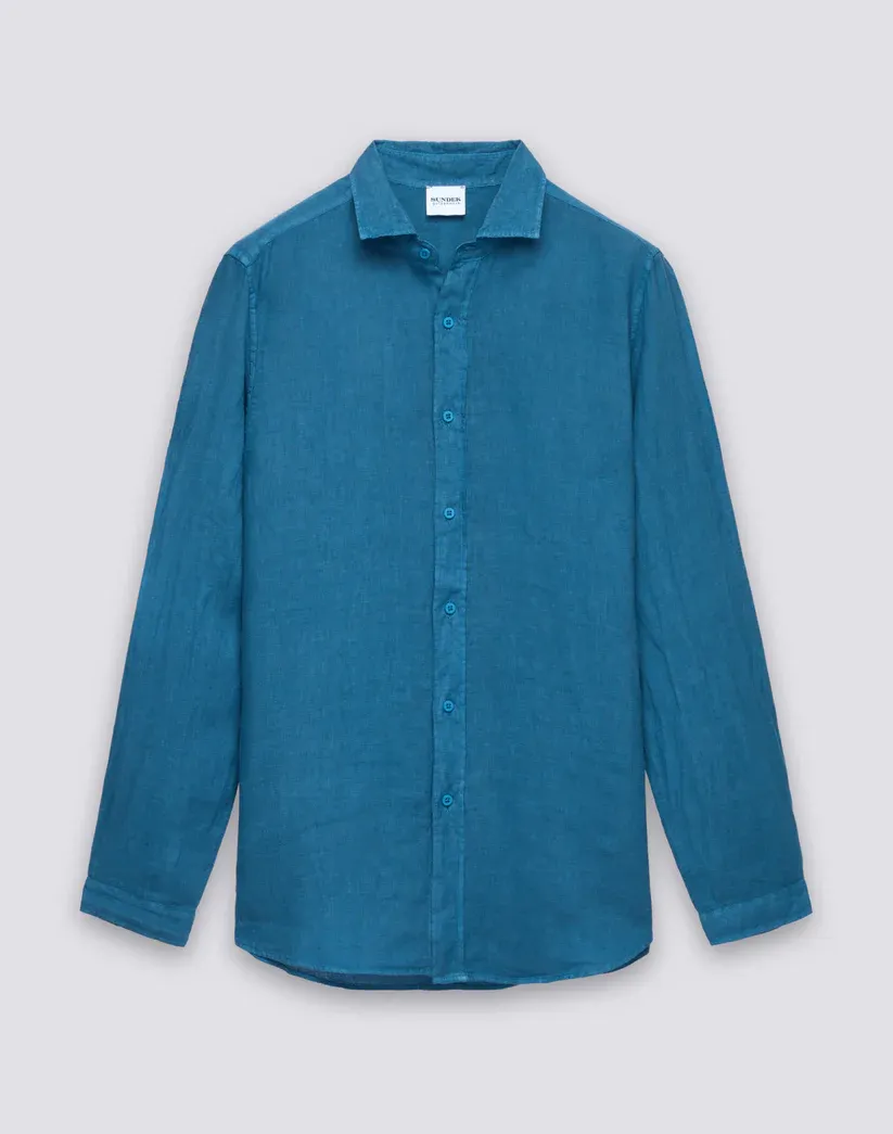 SUNDEK MEN'S GARMENT-DYED LINEN SHIRT