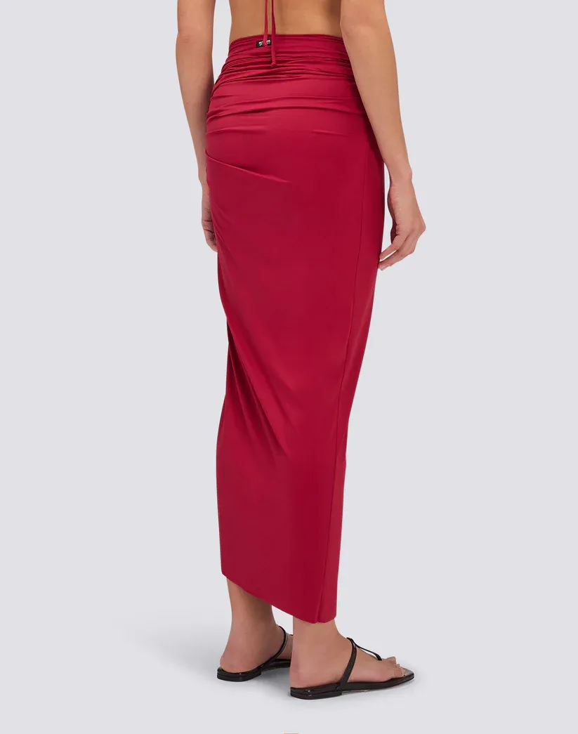 SUNDEK WOMEN LONG CROSS-OVER FRONT SARONG - SCARLET RED