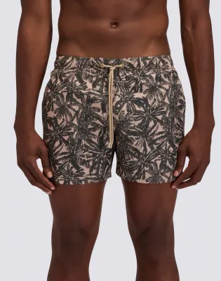 SUNDEK MEN GOLDENWAVE SHORT SWIMSUIT WITH CAMO PALM PRINT - SAFARI