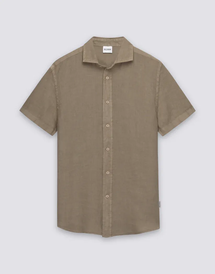 SUNDEK MEN'S SHORT-SLEEVED LINEN SHIRT