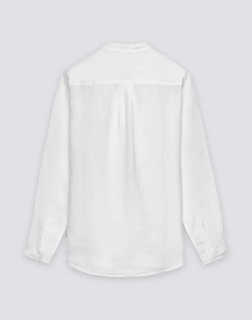 SUNDEK MEN'S MANDARIN SHIRT IN GARMENT-DYED LINEN - WHITE