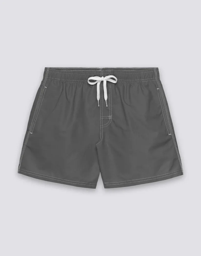 SUNDEK MEN ICONIC TAFFETA MEN'S SHORT ELASTIC WAIST SWIMSUIT - MEDIUM GREY