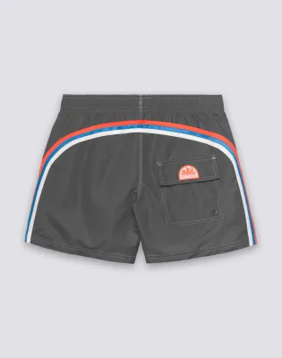 SUNDEK MEN ICONIC TAFFETA MEN'S SHORT ELASTIC WAIST SWIMSUIT - MEDIUM GREY