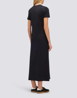 SUNDEK WOMEN'S LONG COTTON JERSEY DRESS WITH SIDE SLITS - BLACK