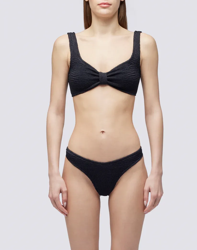 SUNDEK WOMEM HIGH-WAISTED HIGH-CUT BOTTOMS IN EMBOSSED FABRIC - BLACK