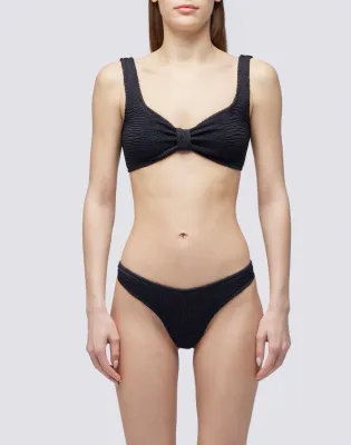 SUNDEK WOMEM HIGH-WAISTED HIGH-CUT BOTTOMS IN EMBOSSED FABRIC - BLACK