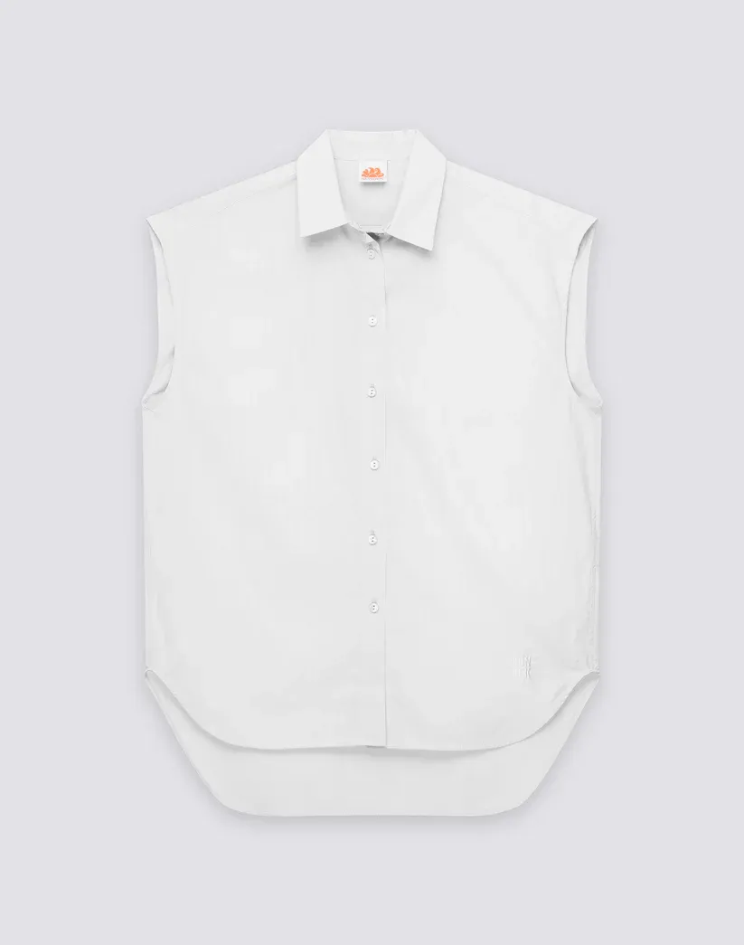 SUNDEK WOMEN'S SLEEVELESS SHIRT IN POPLIN COTTON - WHITE