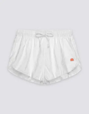 SUNDEK WOMEN'S JACQUARD TERRY CLOTH SHORTS WITH SK23 PATTERN -WHITE