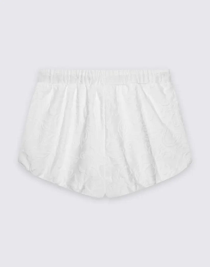 SUNDEK WOMEN'S JACQUARD TERRY CLOTH SHORTS WITH SK23 PATTERN -WHITE