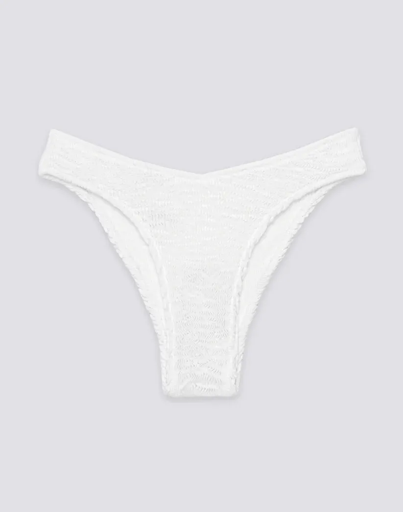 SUNDEK WOMEN HIGH-WAISTED HIGH-CUT BOTTOMS IN EMBOSSED FABRIC - WHITE