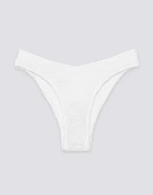 SUNDEK WOMEN HIGH-WAISTED HIGH-CUT BOTTOMS IN EMBOSSED FABRIC - WHITE