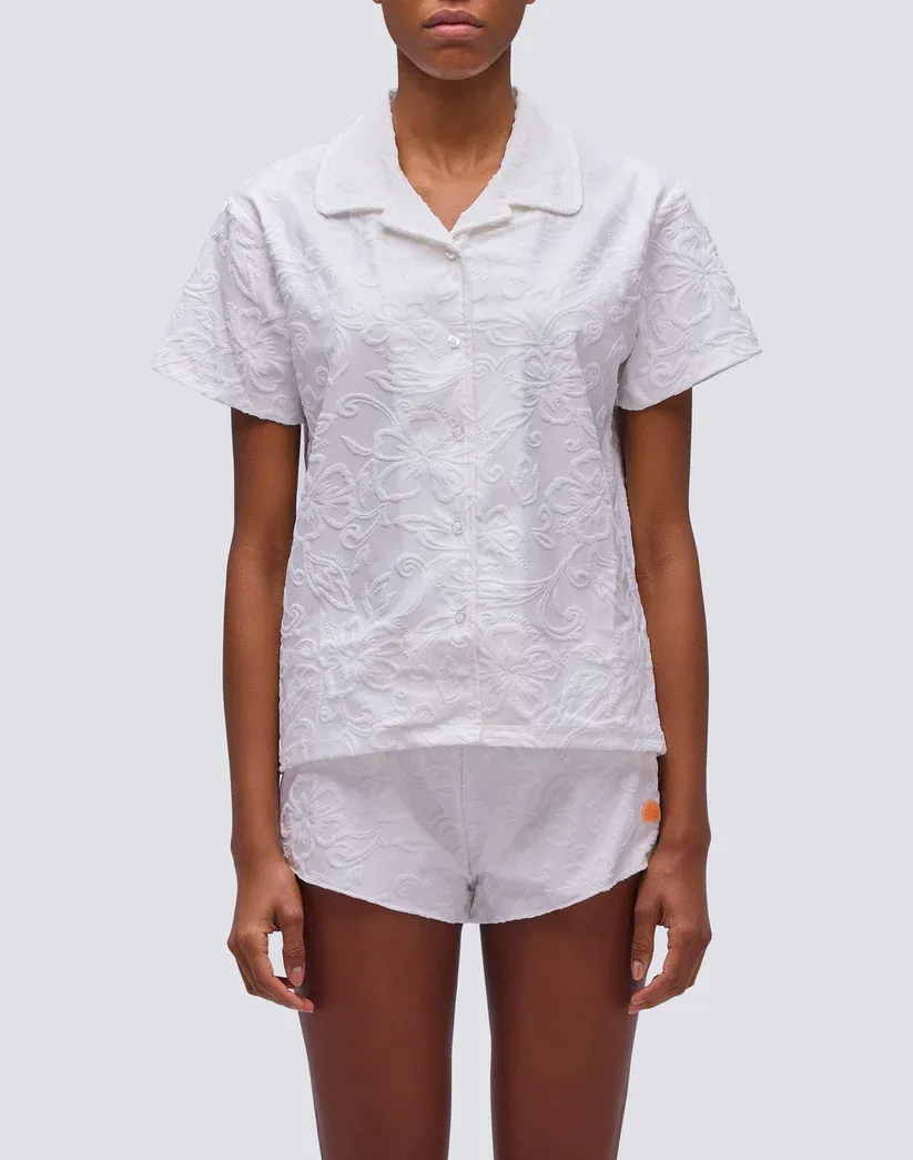 SUNDEK WOMEN JACQUARD TERRY BOWLING SHIRT WITH SK23 PATTERN