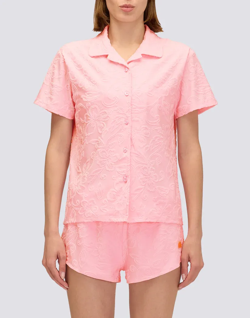 SUNDEK WOMEN JACQUARD TERRY BOWLING SHIRT WITH SK23 PATTERN