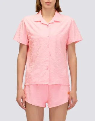 SUNDEK WOMEN JACQUARD TERRY BOWLING SHIRT WITH SK23 PATTERN
