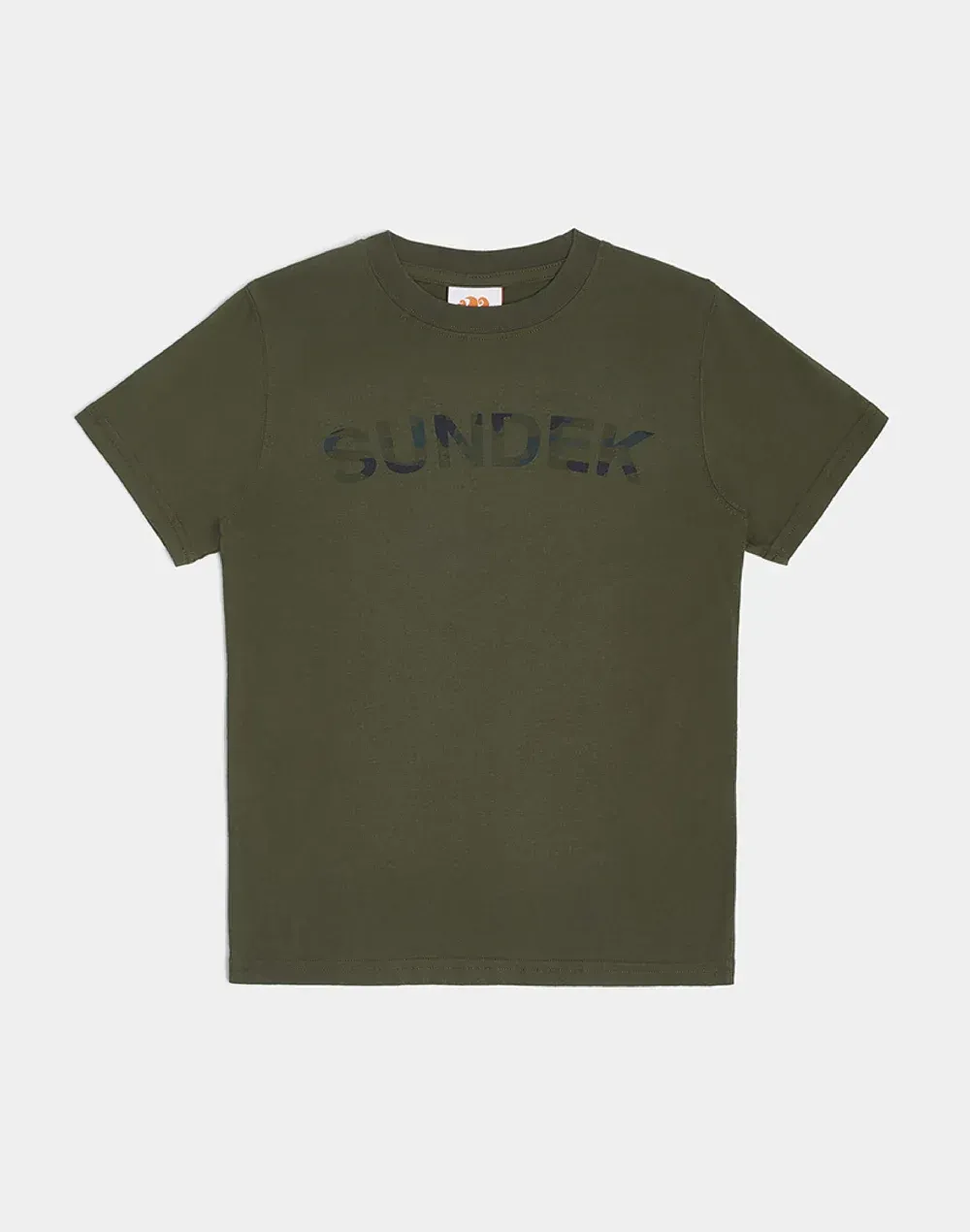 Sundek Boys Crewneck T-Shirt With Camou Print Logo - Dark AR Green