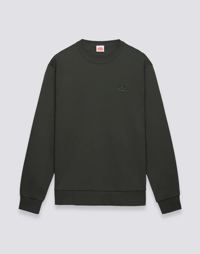 Sundek Men's Pine Crew Neck Sweatshirt In Recycled Interlock Cotton