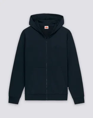 Sundek Men's Navy Sweatshirt In Debrushed Cotton With Full Zip And Hood
