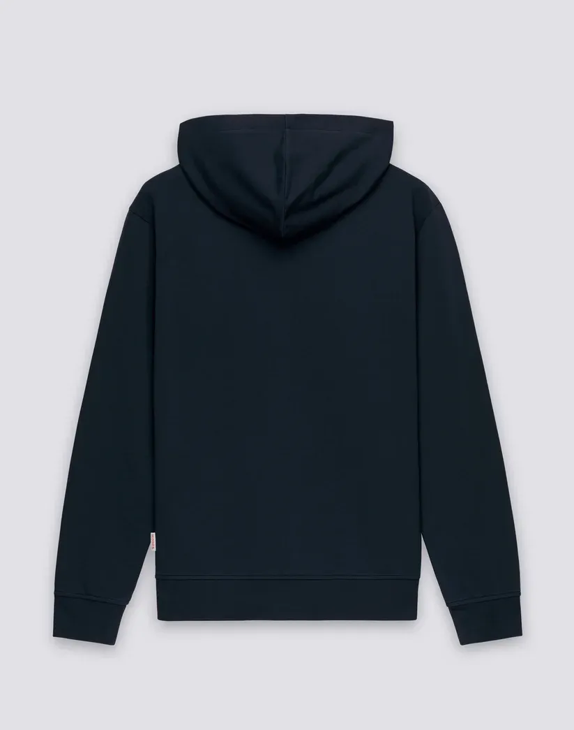 Sundek Men's Navy Sweatshirt In Debrushed Cotton With Full Zip And Hood