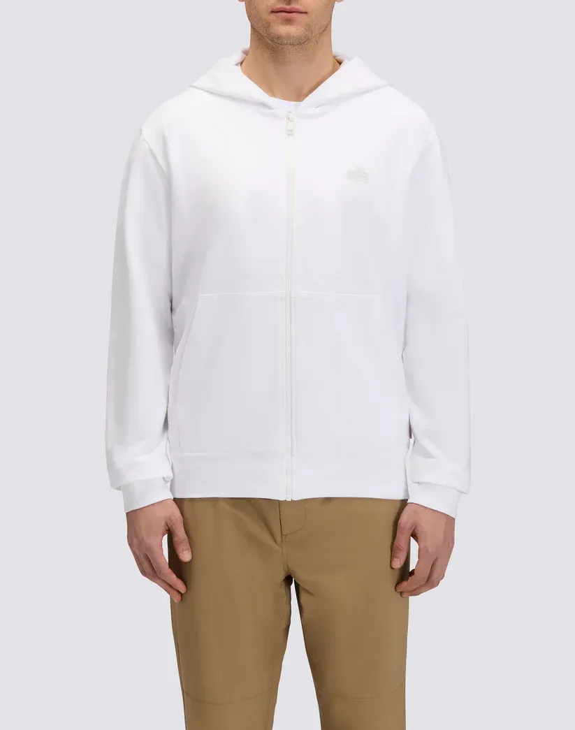 Sundek Men's Off-White Sweatshirt In Debrushed Cotton With Full Zip And Hood