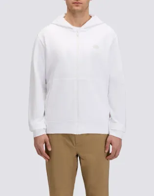 Sundek Men's Off-White Sweatshirt In Debrushed Cotton With Full Zip And Hood