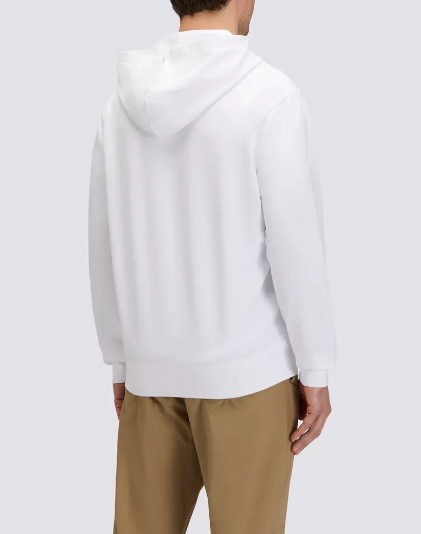 Sundek Men's Off-White Sweatshirt In Debrushed Cotton With Full Zip And Hood