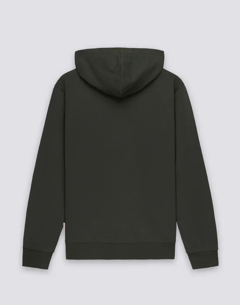 Sundek Men's Dark Green Sweatshirt In Debrushed Cotton With Full Zip And Hood