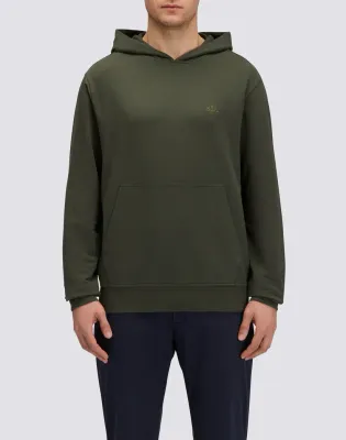Sundek Men's Dark Green Unbrushed Hoodie With Kangaroo Pocket