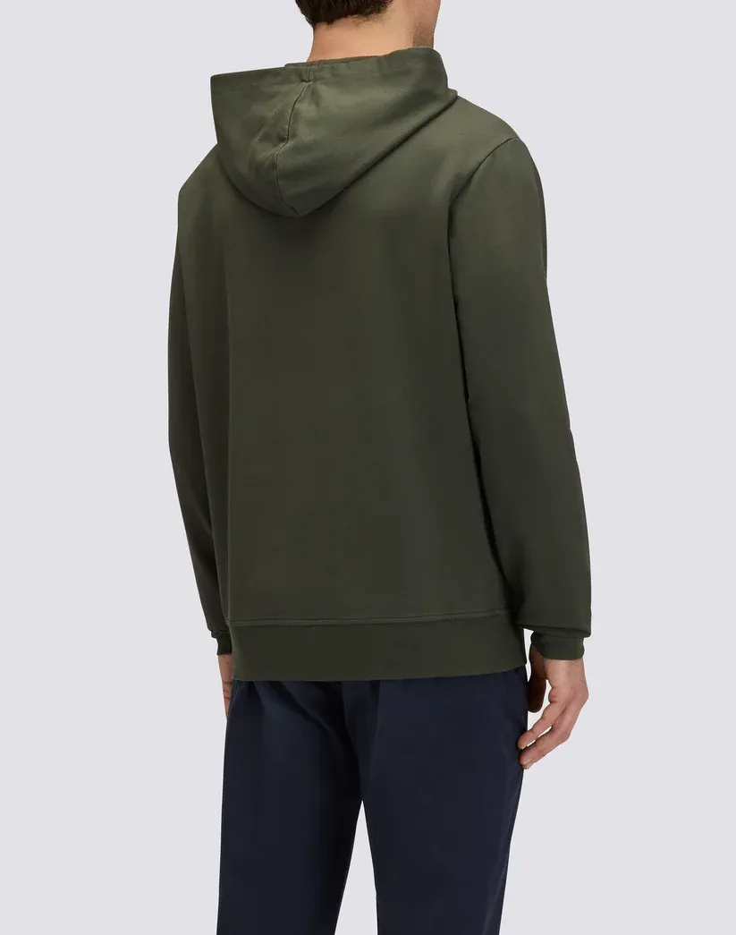 Sundek Men's Dark Green Unbrushed Hoodie With Kangaroo Pocket