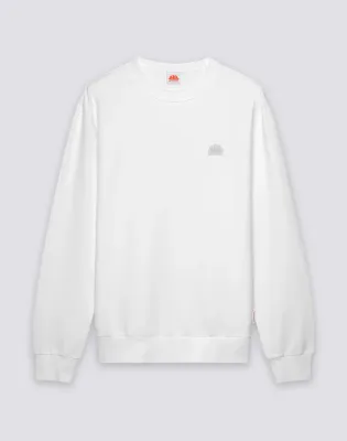 Sundek Men's White Roughened Crew Neck Sweatshirt With Embroidered Logo