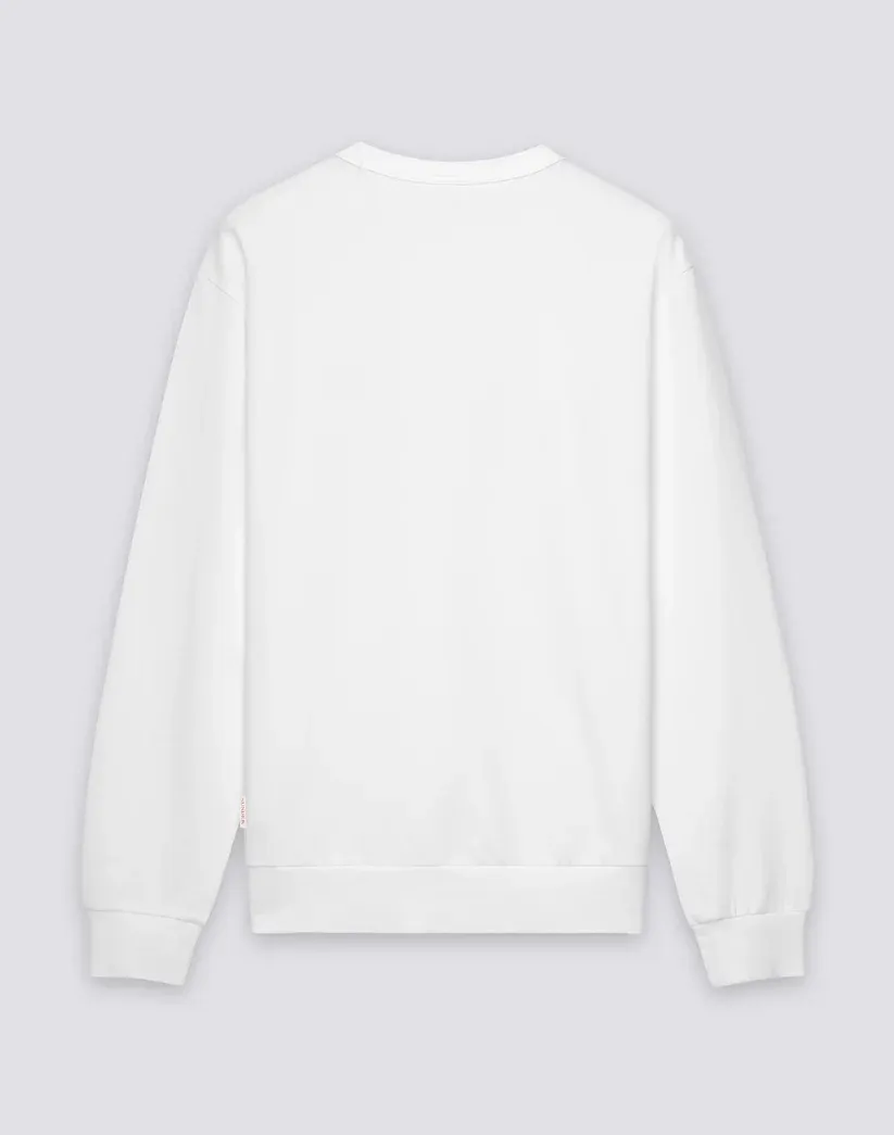 Sundek Men's White Roughened Crew Neck Sweatshirt With Embroidered Logo