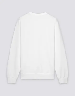 Sundek Men's White Roughened Crew Neck Sweatshirt With Embroidered Logo