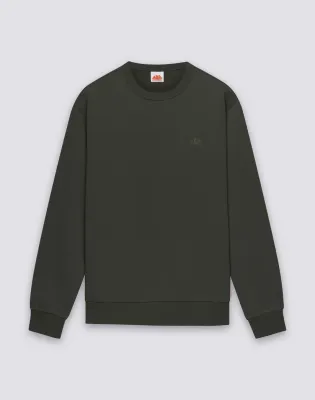 Sundek Men's Dark AR.Green Roughened Crew Neck Sweatshirt With Embroidered Logo