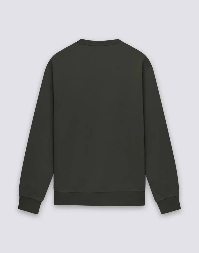 Sundek Men's Dark AR.Green Roughened Crew Neck Sweatshirt With Embroidered Logo