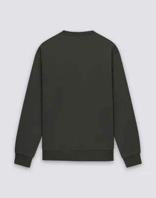 Sundek Men's Dark AR.Green Roughened Crew Neck Sweatshirt With Embroidered Logo