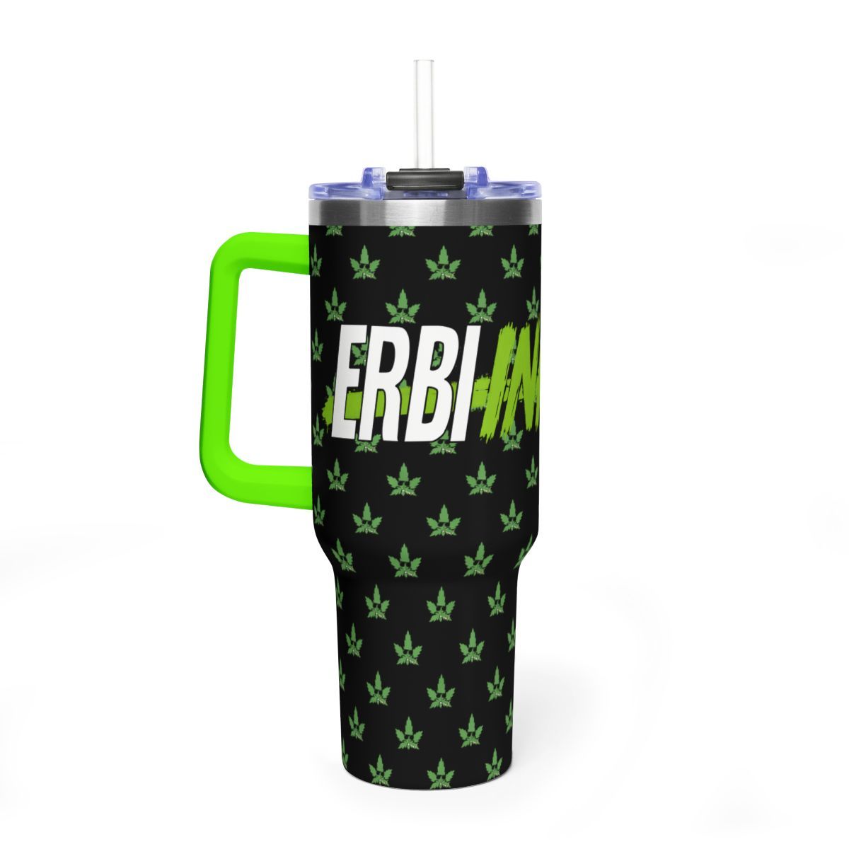 Erbi Ink Logo and Leaf Pattern  40oz Vacuum Thermal Tumbler