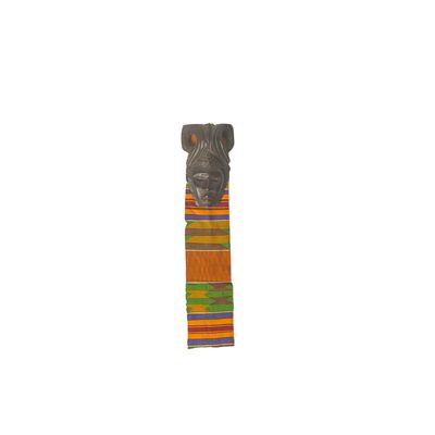 African Wood Mask with Kente Cloth Wall Hanging