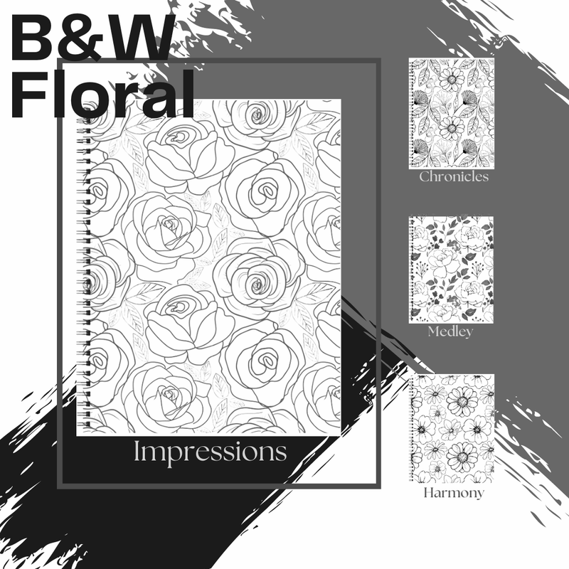B &amp; W Floral Notebook