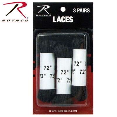 3 PACK BLACK MILITARY 72" BOOT LACES