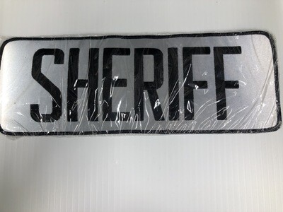 REFLECTIVE SILVER AND BLACK SHERIFF PATCH IRON ON