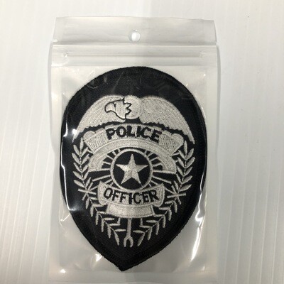 POLICE OFFICER BADGE PATCH IN BLACK & WHITE